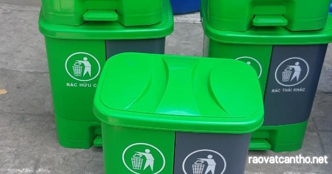 Bán thùng đựng rác 2 ngăn phân loại rác
