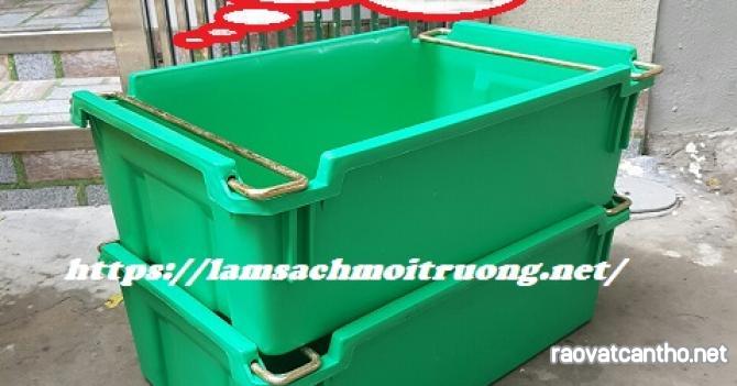 Bán thùng nhựa có quai sắt 2 đầu, thùng nhựa đặc, khay nhựa có quai hai đầu , thùng A2