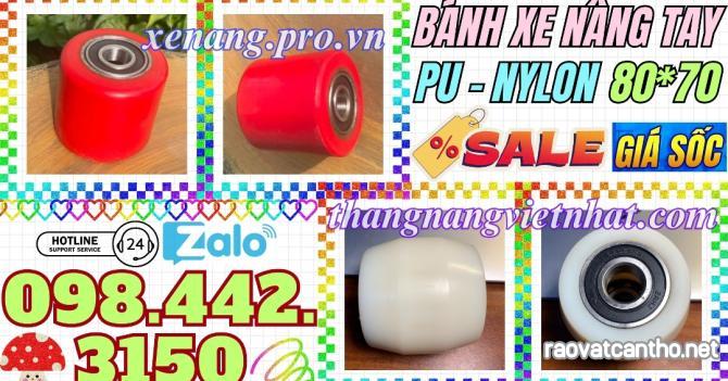 Bánh xe nâng tay 80x70 PU - NYLON