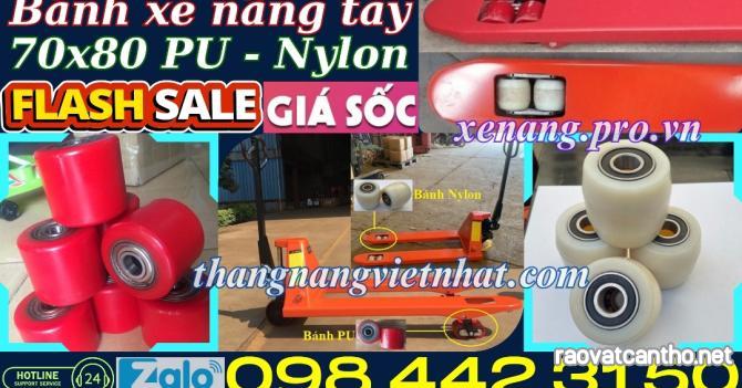 Bánh xe nâng tay 80x70 PU - NYLON