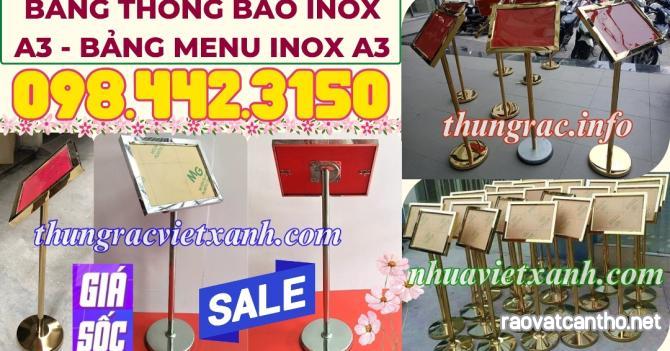 Biển chỉ dẫn inox A3 - bảng thông báo inox A3 - bảng menu inox A3