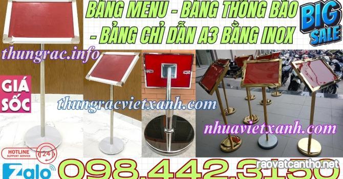 Biển chỉ dẫn inox A3 - bảng thông báo inox A3 - bảng menu inox A3