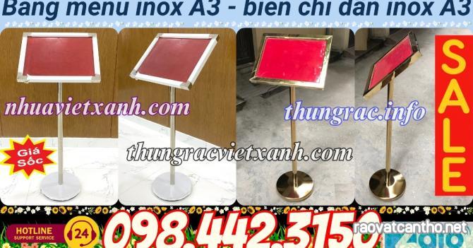 Biển chỉ dẫn inox A3 - bảng thông báo inox A3 - bảng menu inox A3