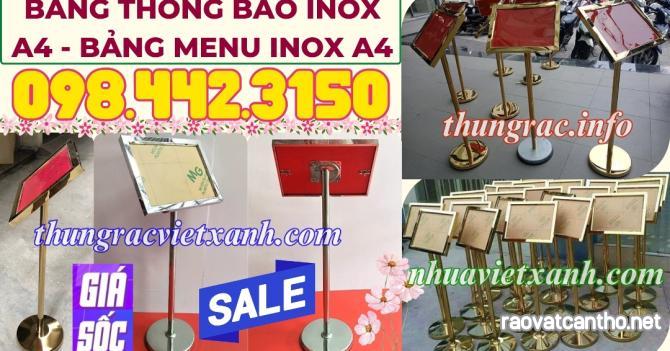 Biển chỉ dẫn inox A4 - bảng thông báo inox A4 - bảng menu inox A4