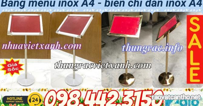 Biển chỉ dẫn inox A4 - bảng thông báo inox A4 - bảng menu inox A4