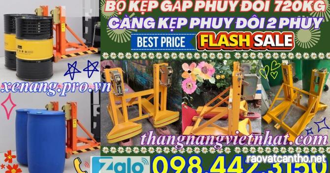 Bộ kẹp gắp thùng phuy đôi 2 thùng phuy 720kg