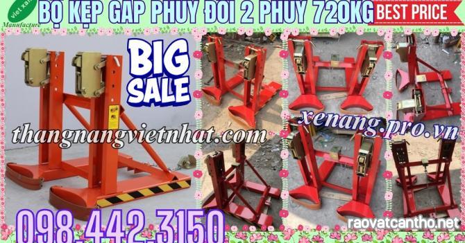 Bộ kẹp gắp thùng phuy đôi 2 thùng phuy 720kg