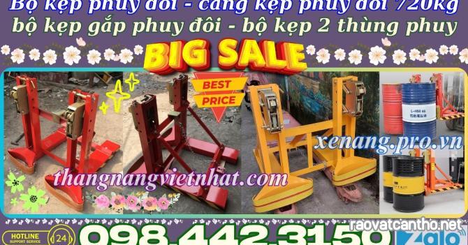 Bộ kẹp gắp thùng phuy đôi 2 thùng phuy 720kg