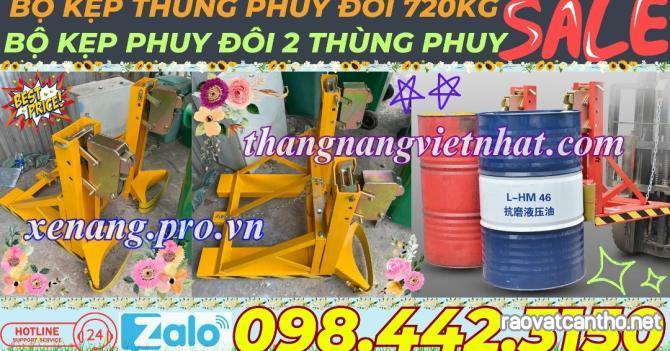 Bộ kẹp gắp thùng phuy đôi 2 thùng phuy 720kg