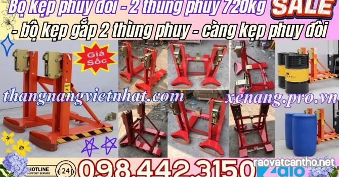 Bộ kẹp gắp thùng phuy đôi 2 thùng phuy 720kg