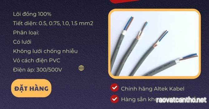 Cáp điều khiển 2 lõi, cáp truyền tín hiệu 2 lõi Altek Kabel