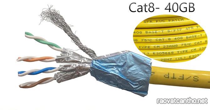 Cáp mạng CAT8 S/FTP chống nhiễu 3 lớp ANCOMTECK lõi mềm băng thông 2000Mhz, tốc độ Ethernet 40Gbps