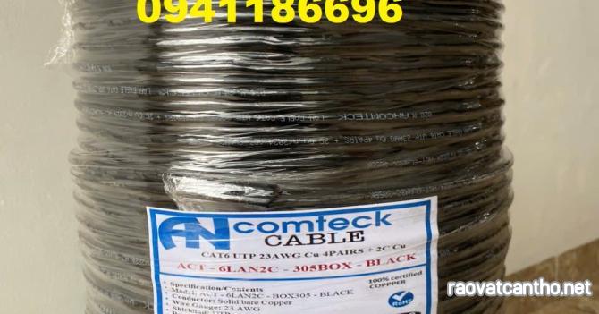 Cáp mạng liền nguồn Cat6 UTP + 2C lõi đồng liền nguồn ANCOMTECK mã ACT-6LAN2C-305BK