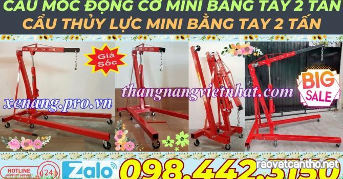 Cẩu mốc động cơ bằng tay 2 tấn - cẩu thủy lực mini bằng tay 2 tấn