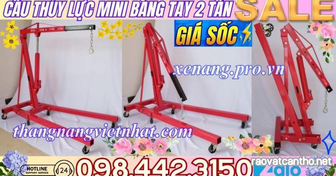 Cẩu mốc động cơ bằng tay 2 tấn - cẩu thủy lực mini bằng tay 2 tấn