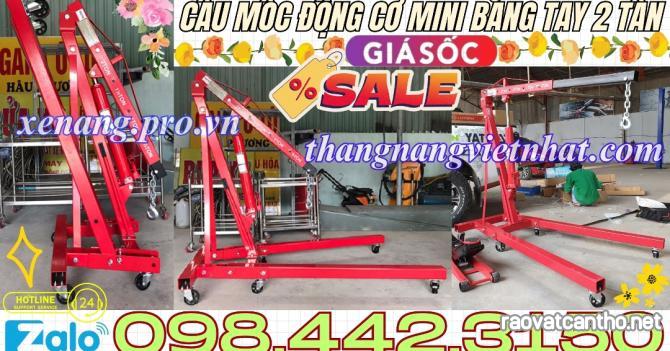 Cẩu mốc động cơ bằng tay 2 tấn - cẩu thủy lực mini bằng tay 2 tấn