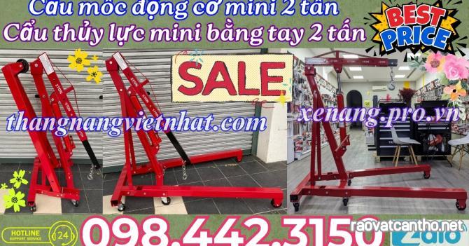 Cẩu mốc động cơ bằng tay 2 tấn - cẩu thủy lực mini bằng tay 2 tấn