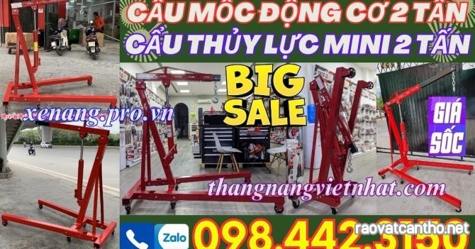 Cẩu mốc động cơ bằng tay 2 tấn - cẩu thủy lực mini bằng tay 2 tấn