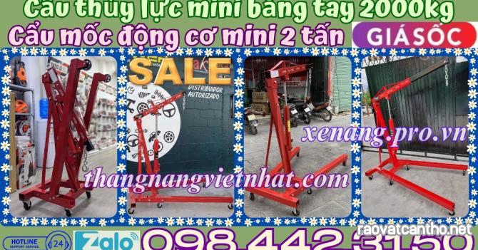 Cẩu mốc động cơ bằng tay 2 tấn - cẩu thủy lực mini bằng tay 2 tấn