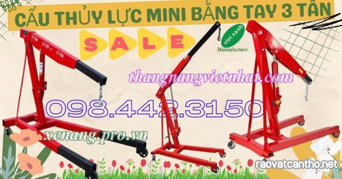 Cẩu thủy lực mini bằng tay 2 tấn - cẩu mốc động cơ 3 tấn sale giá cực sốc