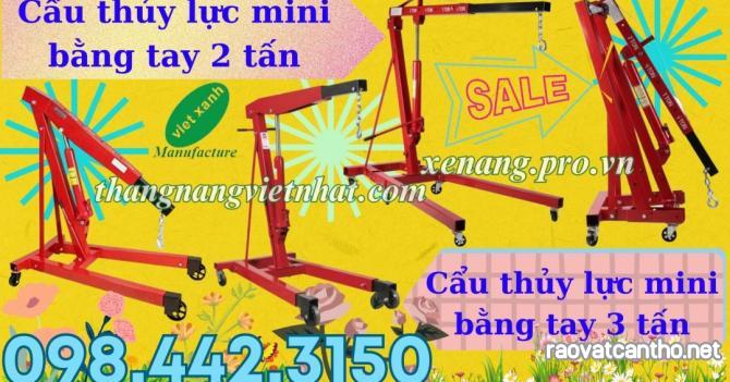 Cẩu thủy lực mini bằng tay 2 tấn - cẩu mốc động cơ 3 tấn sale giá cực sốc