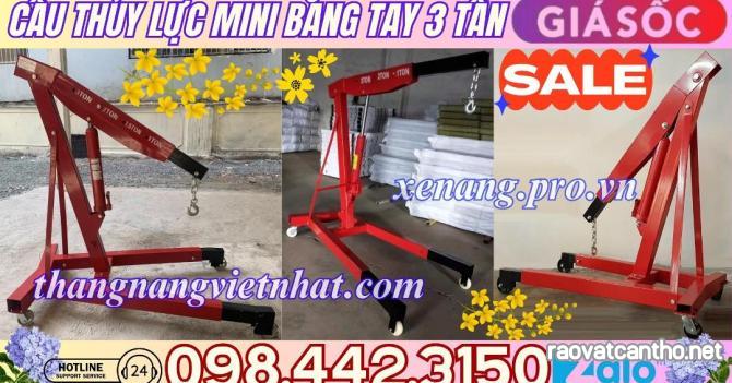 Cẩu thủy lực mini bằng tay 3 tấn - cẩu mốc động cơ 3 tấn sale giá cực sốc call/zalo 098.442.3150