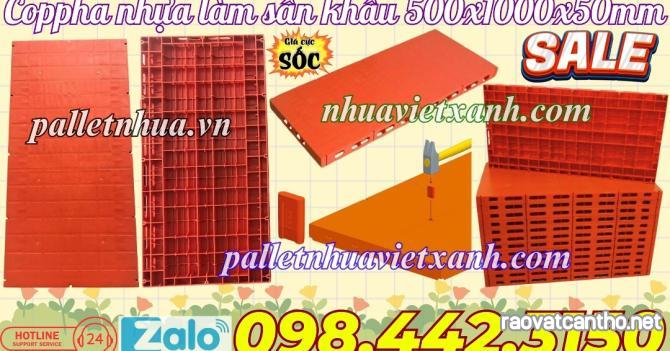 Coppha nhựa làm sân khấu 1000x500x50mm mặt kín màu cam