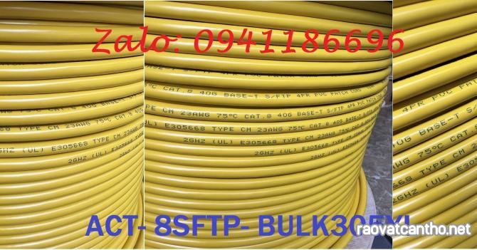 Dây Cáp CAT8 SFTP Dạng Xoắn 23AWG tốc độ 40G 2000MHz Hỗ Trợ PoE, ACT-8SFTP- BULK305YL