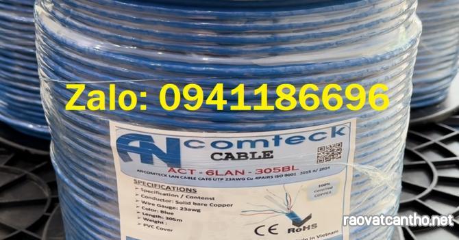 Dây cáp mạng Cat6 UTP lõi đồng nguyên chất chuẩn 23AWG chính hãng Ancomteck ACT-6LAN-305BL