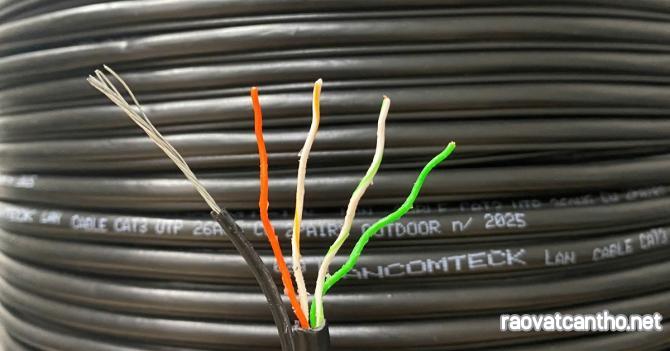 Dây cáp tín hiệu CAT3 UTP đồng dầu chạy ngoài trời, có dây gia cường ACT-3LANOD-500BKO (cuộn 500m)