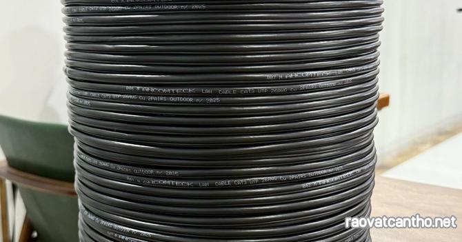 Dây cáp tín hiệu CAT3 UTP đồng dầu chạy ngoài trời, có dây gia cường ACT-3LANOD-500BKO (cuộn 500m)