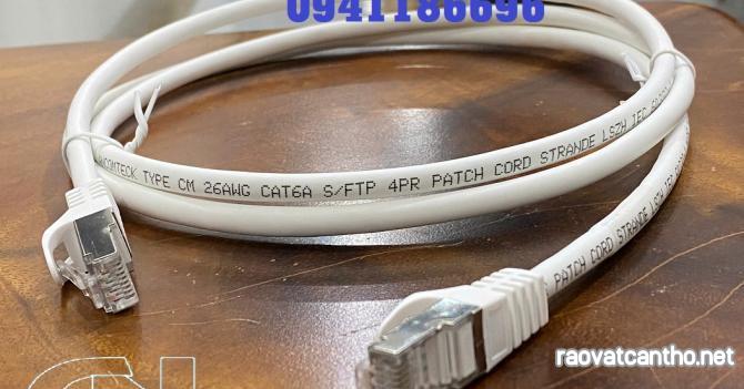 Dây nhảy PATCH CORD Cat6A S-FTP, Shielded, LSZH, White, 2M đúc - ANCOMTECK mã ACT-LAN-6A02WT