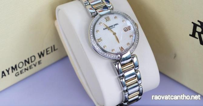 ĐH Nữ Raymond Weil Diamonds - Demi Vàng, Mặt Xà Cừ - Niềng & Cọc Số Kim Cương Fullbox