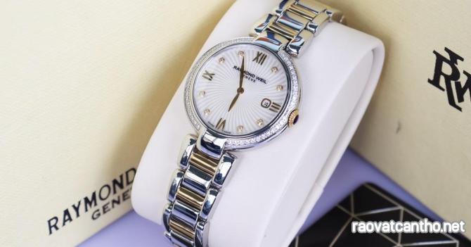 ĐH Nữ Raymond Weil Diamonds - Demi Vàng, Mặt Xà Cừ - Niềng & Cọc Số Kim Cương Fullbox