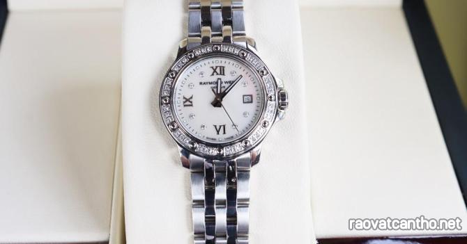 Đồng Hồ Nữ : Raymond Weil - Mặt Khảm Xà Cừ - Niềng & cọc số đính Full Kim Cương...