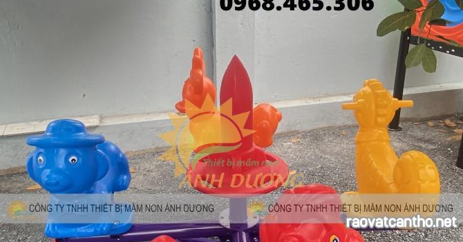 Đu quay mâm không ray ghế ngồi hình thú dành cho trẻ em