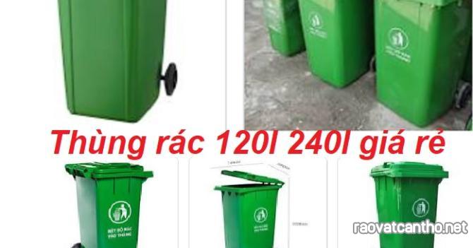 Giảm giá khuyến mãi thùng rác giá rẻ, thùng rác 120l 240l 660l màu xanh lh 0911.082.000