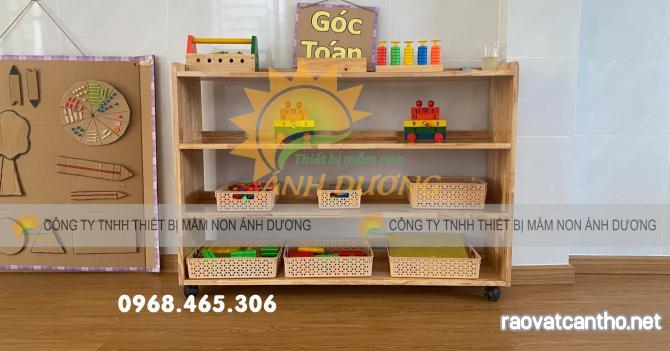 Kệ montessori, kệ gỗ 3 tầng mầm non nhiều mẫu chất lượng cao