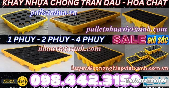 Khay nhựa chống tràn dầu - hóa chất 1 phuy - 2 phuy - 4 phuy