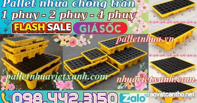 Khay nhựa chống tràn dầu - hóa chất 1 phuy - 2 phuy - 4 phuy