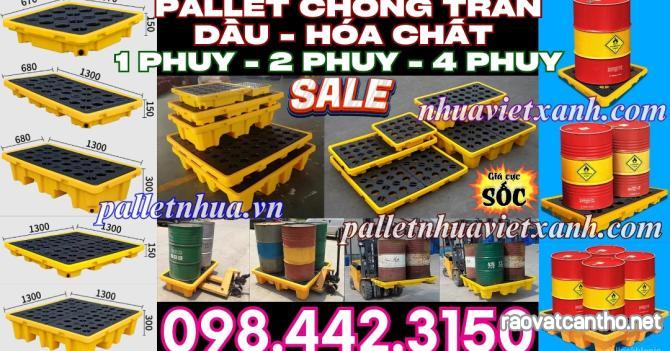 Khay nhựa chống tràn dầu - hóa chất 1 phuy - 2 phuy - 4 phuy