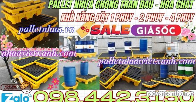 Khay nhựa chống tràn dầu - hóa chất 1 phuy - 2 phuy - 4 phuy