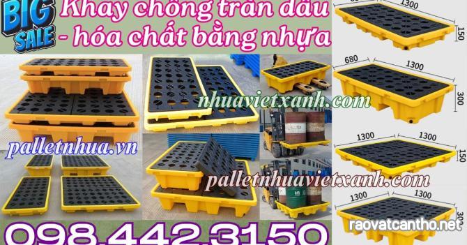 Khay nhựa chống tràn dầu - hóa chất 1 phuy - 2 phuy - 4 phuy