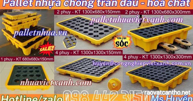 Khay nhựa chống tràn dầu - hóa chất 1 phuy - 2 phuy - 4 phuy