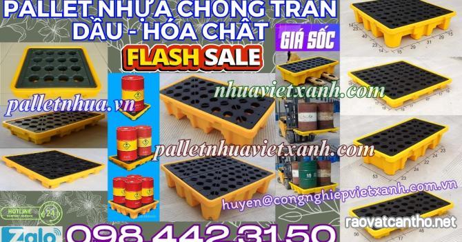 Khay nhựa chống tràn dầu - hóa chất 1 phuy - 2 phuy - 4 phuy