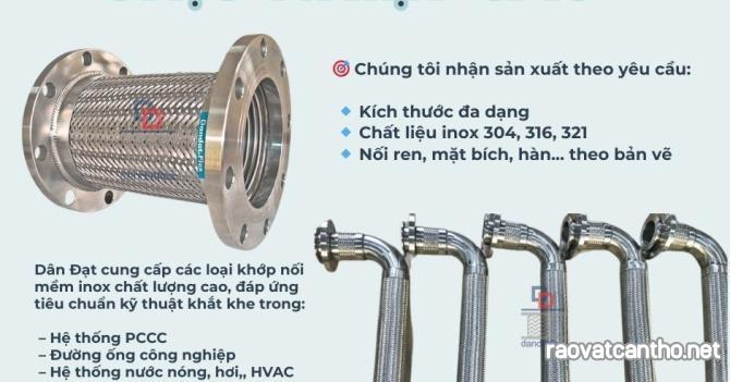 Khớp nối mềm kim loại, khớp nối mềm inox chống rung, khớp nối mềm inox – bền bỉ mọi công trình