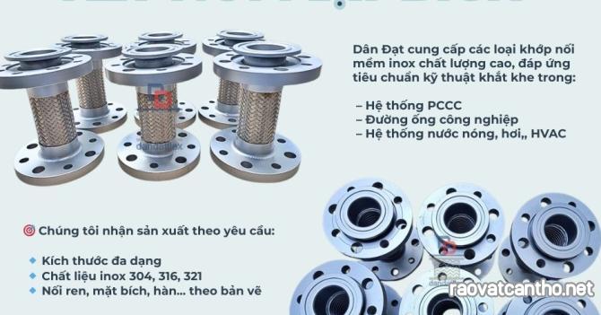Khớp nối mềm kim loại, khớp nối mềm inox chống rung, khớp nối mềm inox – bền bỉ mọi công trình