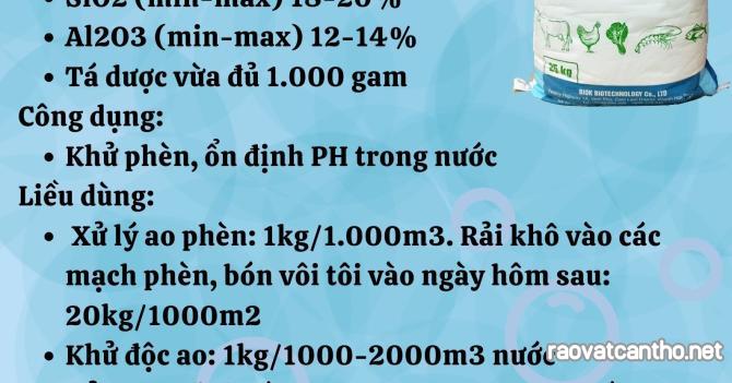 KHỬ PHÈN AO NUÔI THỦY SẢN BAO 5 KG