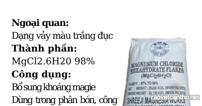 Mua, bán CaCl2, MgCl2, KCl, xử lý nước, bổ sung khoáng, giá sỉ      