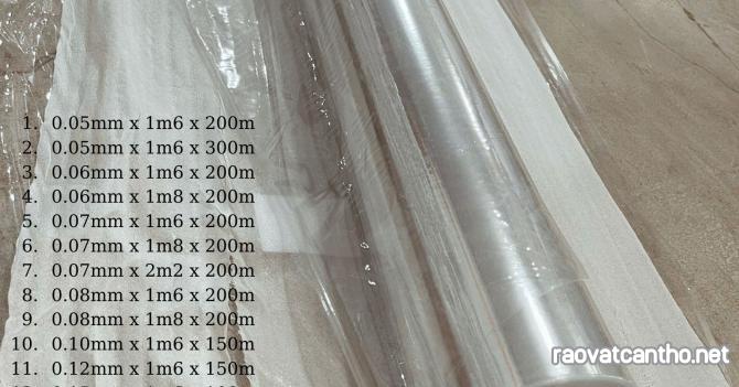 Nhựa PVC Trong Suốt có phủ bột độ dày 0.05mm đến 0.2mm